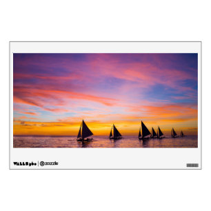 Tropical Beaches   Sunset Sailboats, Phillipines Wall Decal