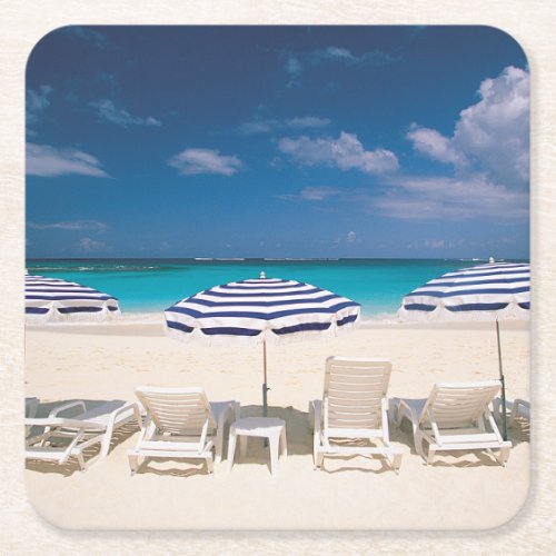 Tropical Beaches  Tropical Beach Anguilla Square Paper Coaster
