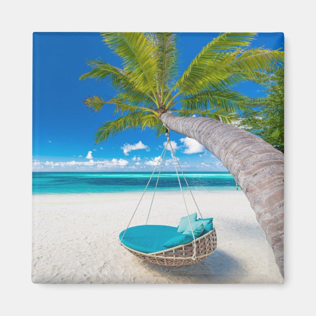 Tropical Beaches | Tropical Landscape Beach Swing Magnet (Front)