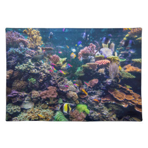 Tropical Beaches Underwater Coral Reef Cloth Placemat