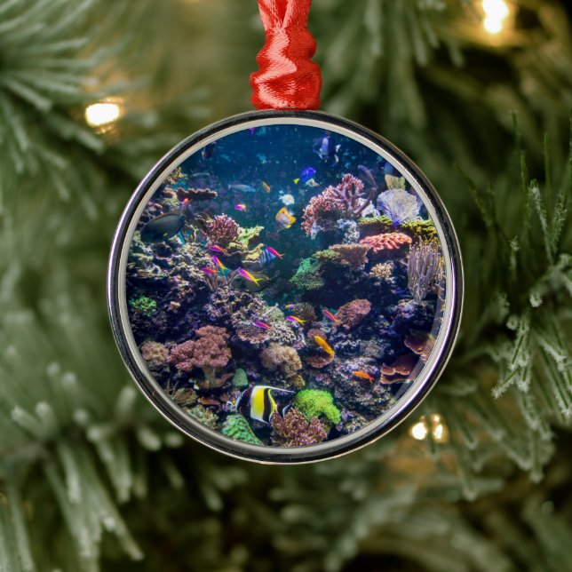 Tropical Beaches | Underwater Coral Reef Metal Ornament (Tree)