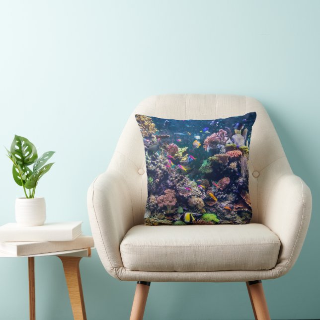 Tropical Beaches | Underwater Coral Reef Throw Pillow (Chair)