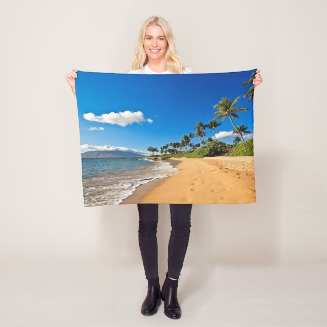 Tropical Beaches | Wailea, Maui, Hawaii Fleece Blanket (In Situ)