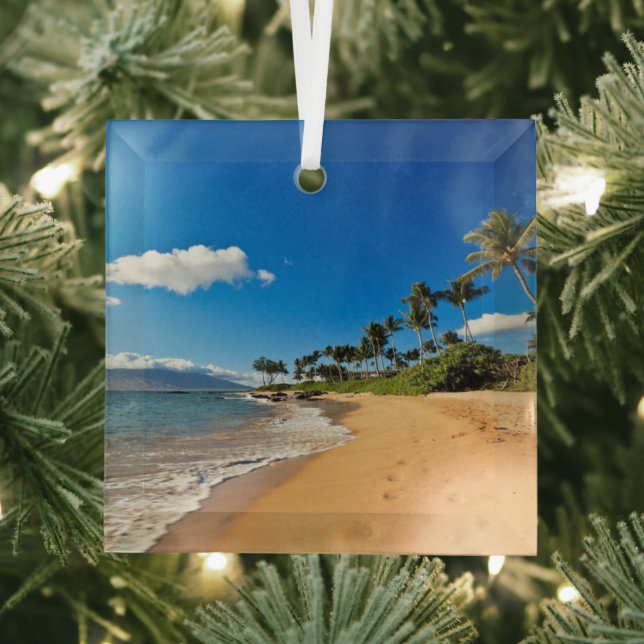 Tropical Beaches | Wailea, Maui, Hawaii Glass Ornament (Insitu)