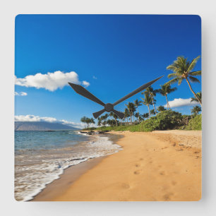 Tropical Beaches   Wailea, Maui, Hawaii Square Wall Clock