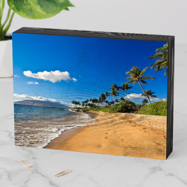 Tropical Beaches | Wailea, Maui, Hawaii Wooden Box Sign (In Situ Horizontal)