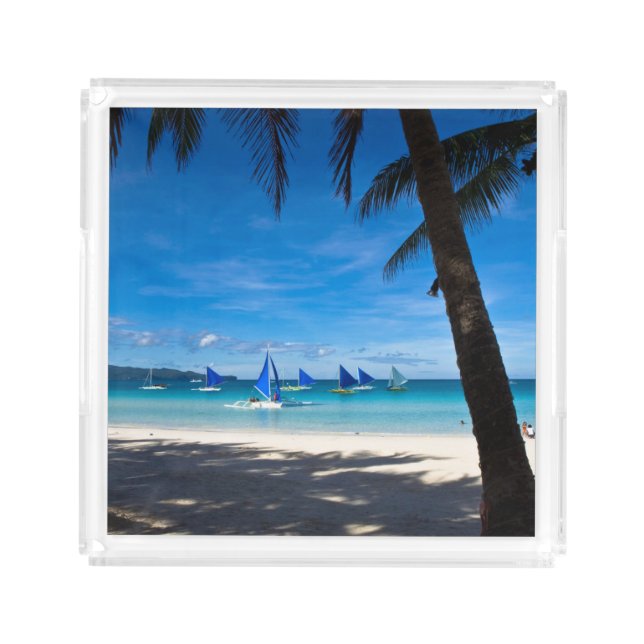 Tropical Beaches | White Beach Boracay Philippines Acrylic Tray (Front)