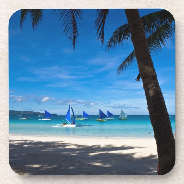 Tropical Beaches | White Beach Boracay Philippines Beverage Coaster (Front)