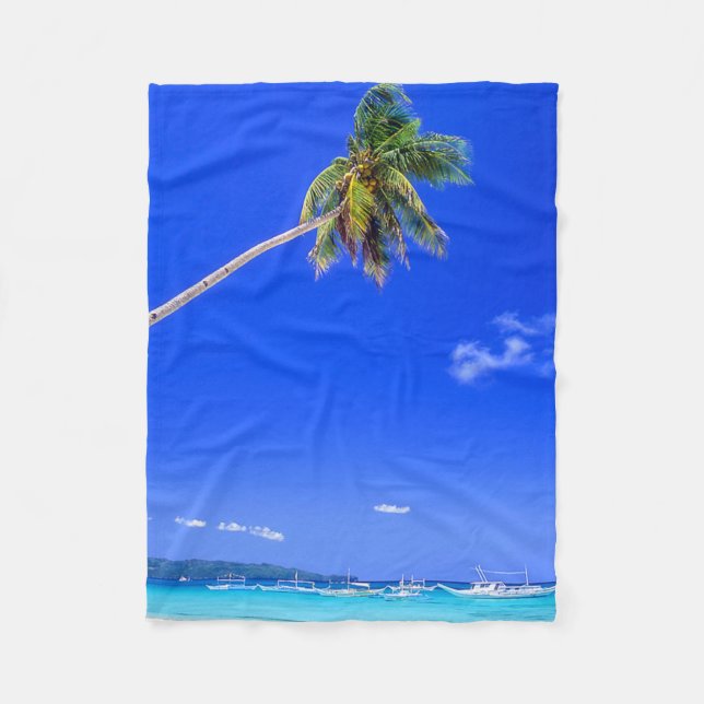 Tropical Beaches | White Beach, Phillipines Fleece Blanket (Front)