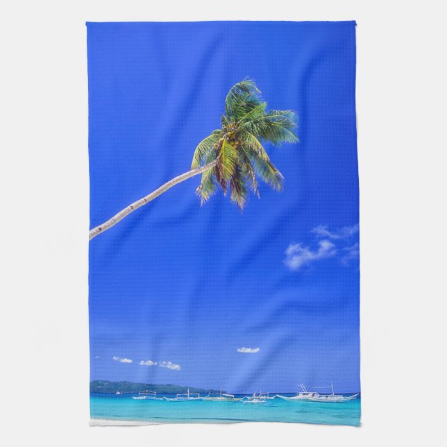 Tropical Beaches | White Beach, Phillipines Kitchen Towel (Vertical)