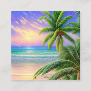 Tropical beaches with their white sand and crystal square business card