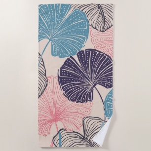 Tropical beachy boho fan palm beach towel
