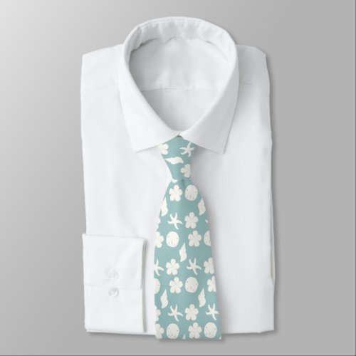 Tropical Beachy Gray Blue Patterned Tie