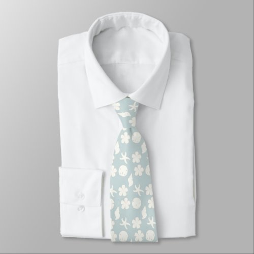 Tropical Beachy Light Blue Patterned Tie