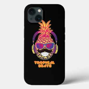 Tropical Beats Pineapple DJ Fun with mustache Summ iPhone 13 Case
