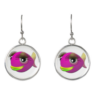 Tropical beautiful pink girl fish earrings
