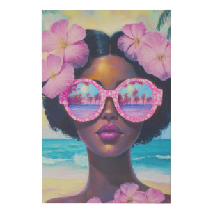 Tropical Beauty in Pink Shades Faux Canvas Print