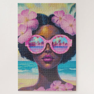 Tropical Beauty in Pink Shades Jigsaw Puzzle