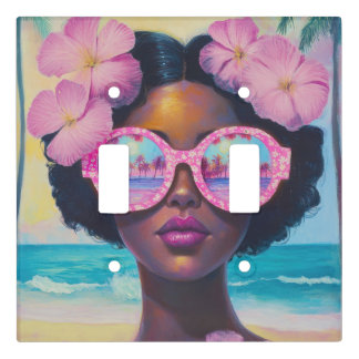 Tropical Beauty in Pink Shades Light Switch Cover