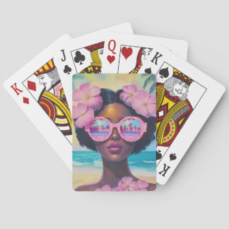 Tropical Beauty in Pink Shades Poker Cards