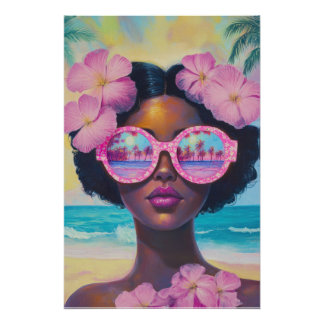 Tropical Beauty in Pink Shades Poster