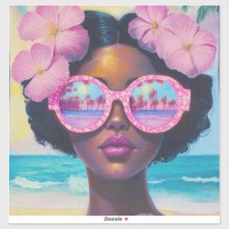Tropical Beauty in Pink Shades Sticker
