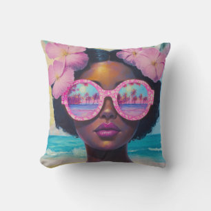 Tropical Beauty in Pink Shades Throw Pillow