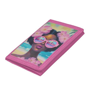 Tropical Beauty in Pink Shades Tri-fold Wallet