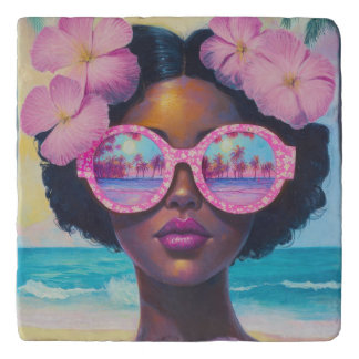 Tropical Beauty in Pink Shades Trivet