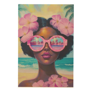 Tropical Beauty in Pink Shades Wood Wall Art