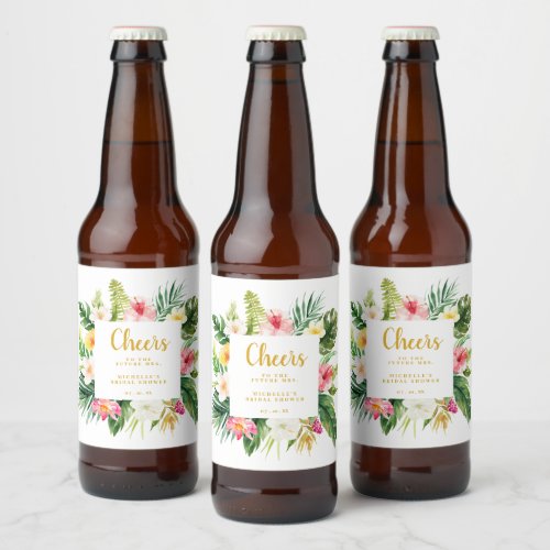 Tropical Beer Bottle Label For Bridal Shower 