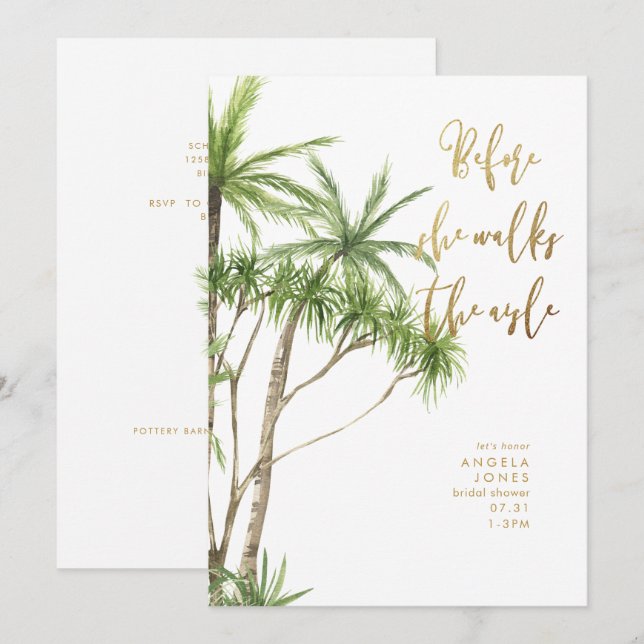 Tropical Before She Walks the Aisle Bridal Shower Invitation (Front/Back)
