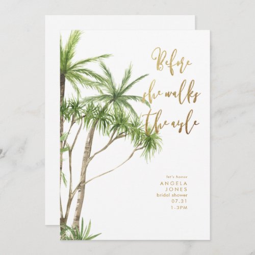 Tropical Before She Walks the Aisle Bridal Shower Invitation