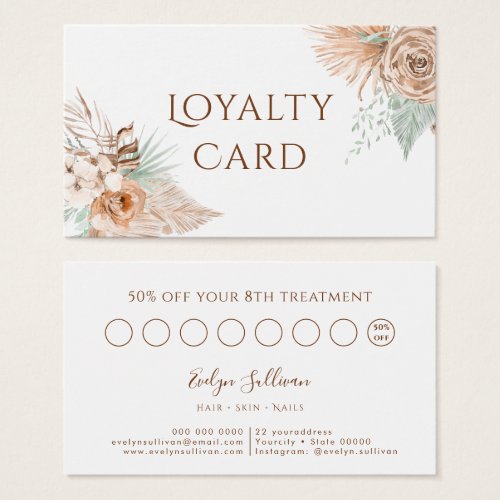 tropical beige and mint loyalty card