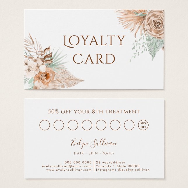 tropical beige and mint loyalty card (Front & Back)