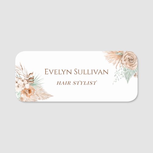 tropical beige and mint name tag