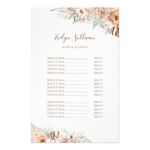 tropical beige and mint price list flyer