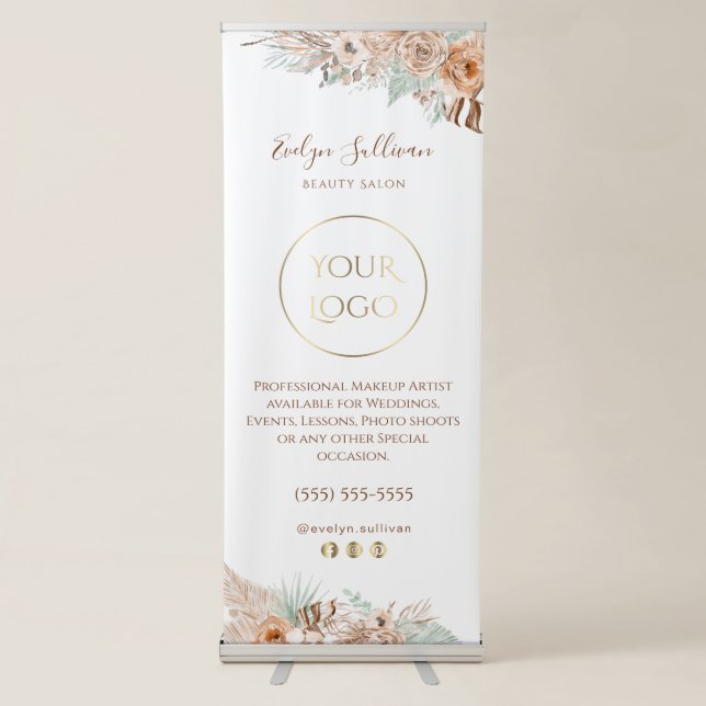 tropical beige and mint retractable banner (Front)