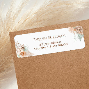 tropical beige and mint return address label