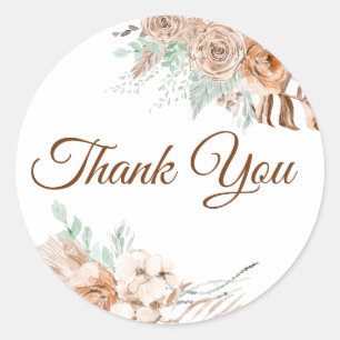 tropical beige and mint thank you sticker