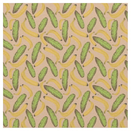 Tropical Beige Banana Leaf Pattern Fabric