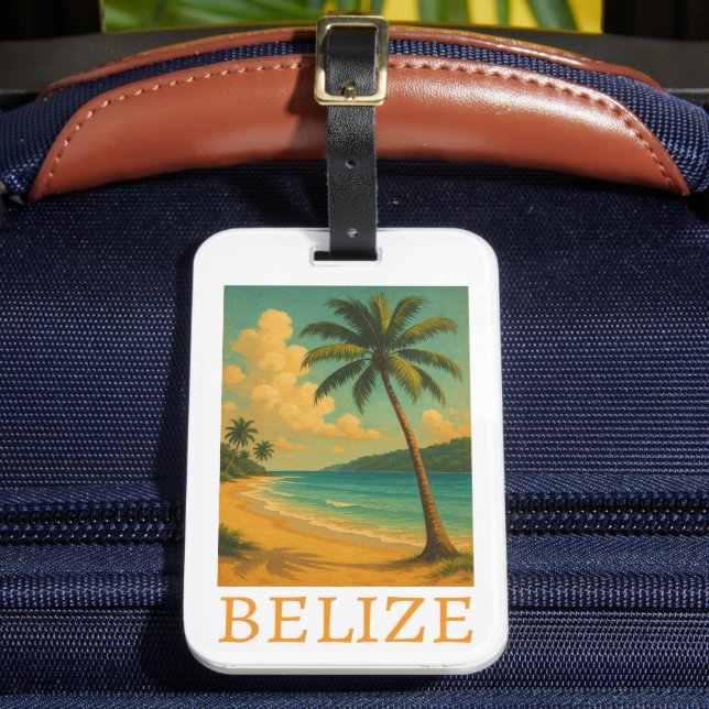 Tropical Belize Beach Caribbean Vacation Luggage Tag (Front Insitu 2)