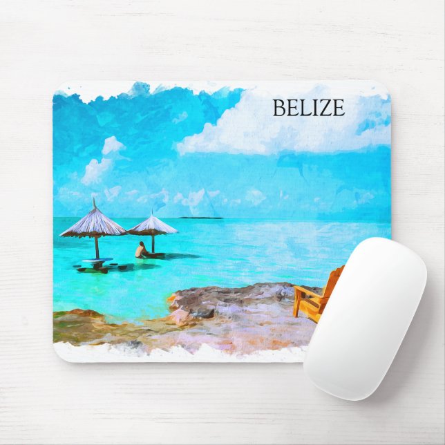 Tropical Belize Beach Vacation Mouse Pad (With Mouse)