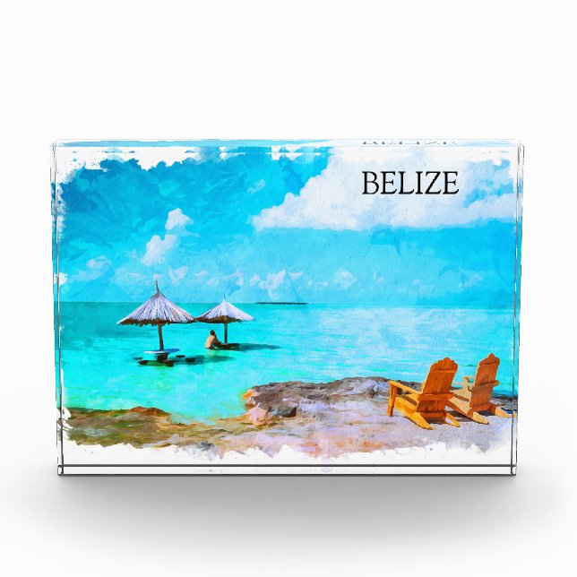 Tropical Belize Beach Vacation Photo Block (Front)