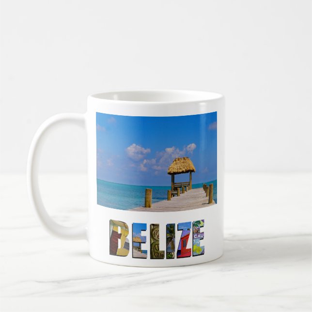 Tropical Belize Blue Sky Ocean Photo Coffee Mug (Left)