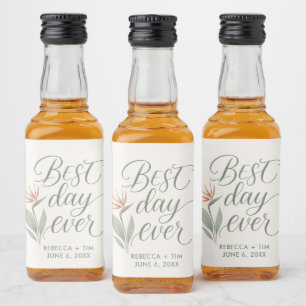 Tropical Best Day Ever Beach Wedding Favor Liquor Bottle Label