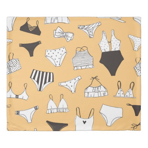 Tropical Bikini Hand_Drawn Summer Pattern Duvet Cover