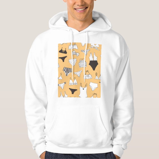 Tropical Bikini: Hand-Drawn Summer Pattern Hoodie (Front)