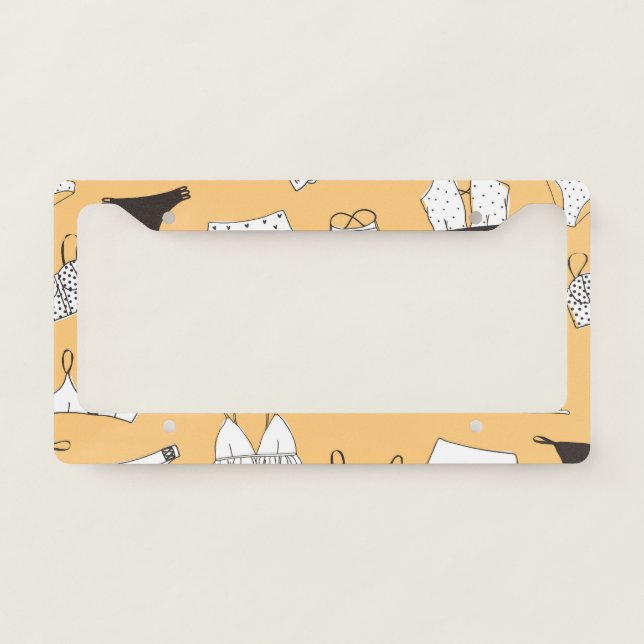 Tropical Bikini: Hand-Drawn Summer Pattern License Plate Frame (Front)