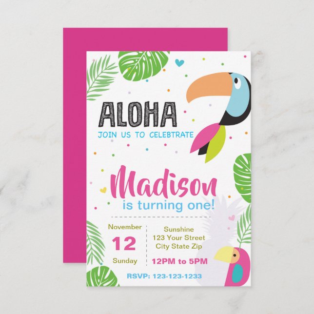 Tropical Bird Birthday Invitation (Front/Back)